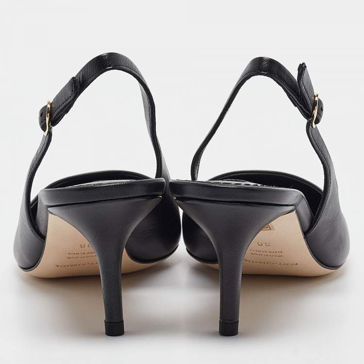 Pre Owned Dolce & Gabbana Black Leather Slingback Pumps Size 38