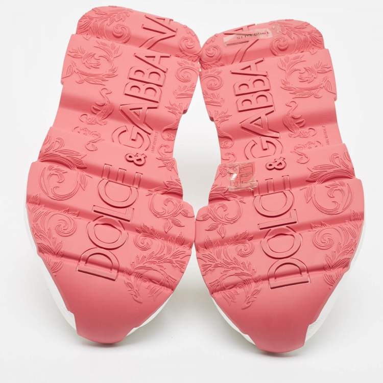 Pre Owned Dolce & Gabbana White/Pink Leather Daymaster Sneakers Size 38
