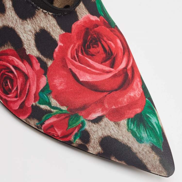 Pre Owned Dolce & Gabbana Multicolor Floral Satin and Patent Leather Mary Jane Pumps Size 38