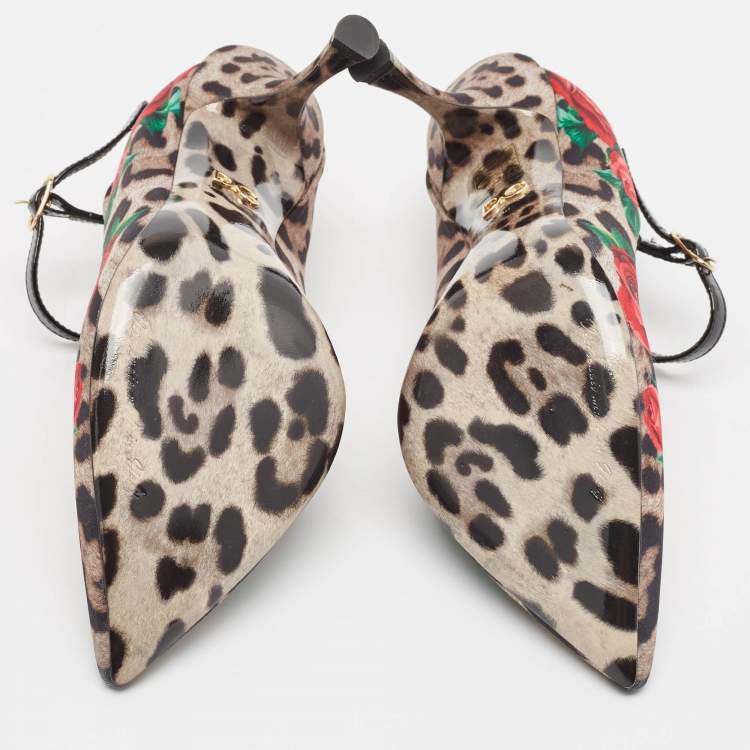 Pre Owned Dolce & Gabbana Multicolor Floral Satin and Patent Leather Mary Jane Pumps Size 38