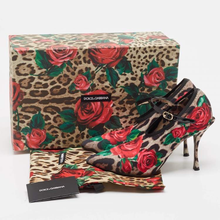 Pre Owned Dolce & Gabbana Multicolor Floral Satin and Patent Leather Mary Jane Pumps Size 38