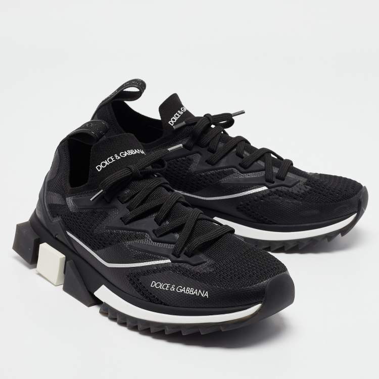Pre Owned Dolce & Gabbana Black Mesh and Rubber Sorrento Lace Up Sneakers Size 41