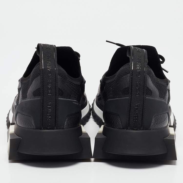 Pre Owned Dolce & Gabbana Black Mesh and Rubber Sorrento Lace Up Sneakers Size 41