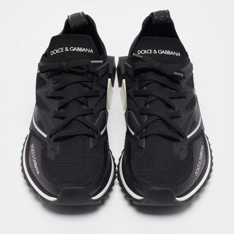 Pre Owned Dolce & Gabbana Black Mesh and Rubber Sorrento Lace Up Sneakers Size 41