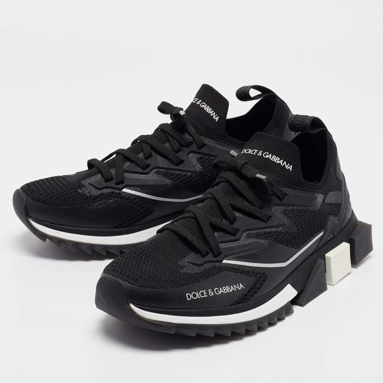Pre Owned Dolce & Gabbana Black Mesh and Rubber Sorrento Lace Up Sneakers Size 41