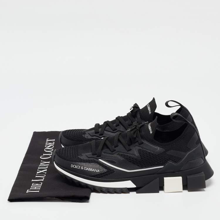 Pre Owned Dolce & Gabbana Black Mesh and Rubber Sorrento Lace Up Sneakers Size 41