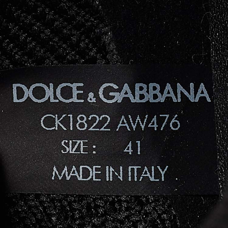 Pre Owned Dolce & Gabbana Black Mesh and Rubber Sorrento Lace Up Sneakers Size 41