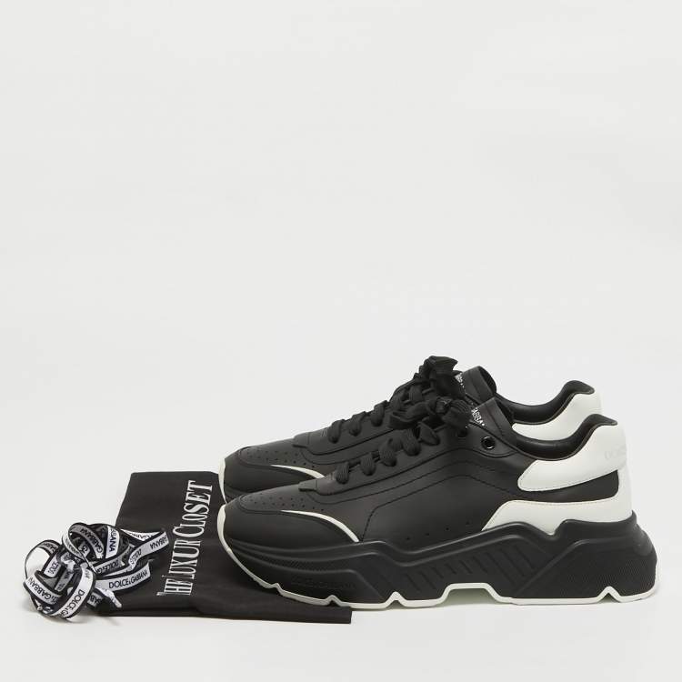 Pre Owned Dolce & Gabbana Black/White Leather Daymaster Low Top Sneakers Size 40