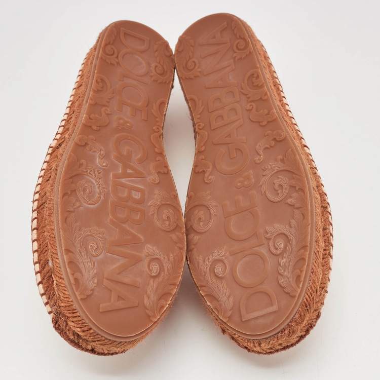 مملوكة مسبقًا Dolce & Gabbana Beige Leather Espadrille Flats Size 39