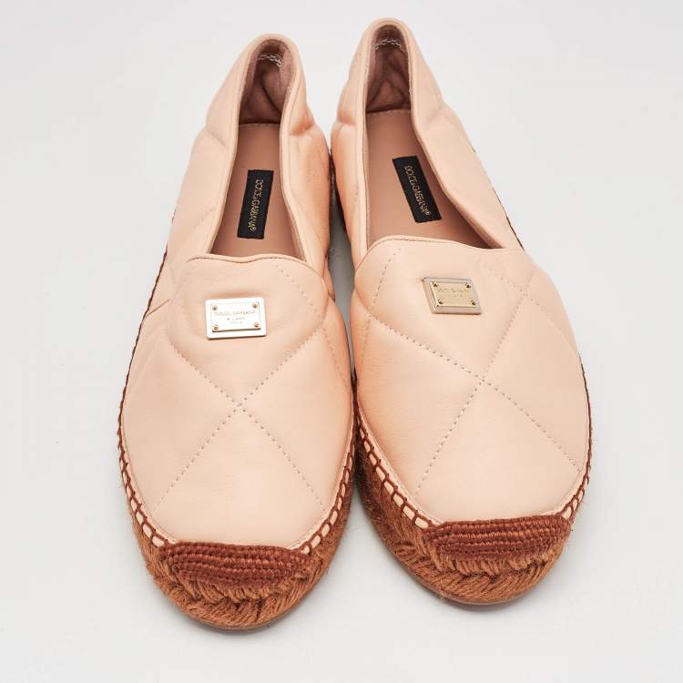 مملوكة مسبقًا Dolce & Gabbana Beige Leather Espadrille Flats Size 39
