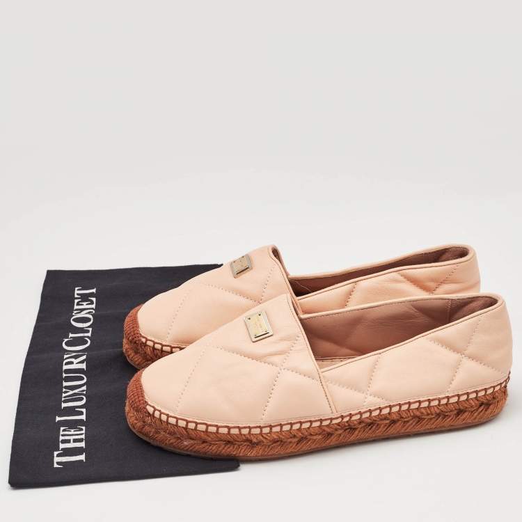 مملوكة مسبقًا Dolce & Gabbana Beige Leather Espadrille Flats Size 39