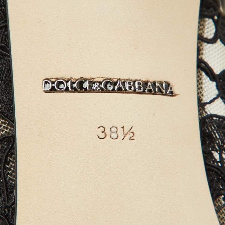 Pre Owned Dolce & Gabbana Black Lace Bellucci Pointed Toe Pumps Size 38.5