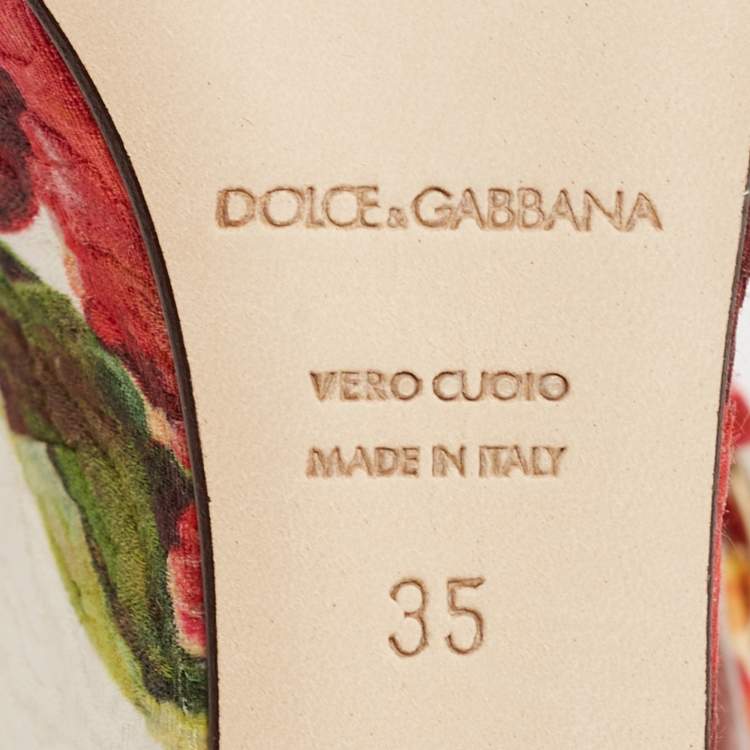 مملوكة مسبقًا Dolce & Gabbana Multicolor Floral Printed Fabric Platform Wedge Sandals Size 35