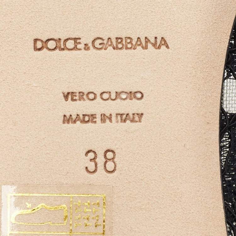 Pre Owned Dolce & Gabbana Black Lace Smoking Slippers Size 38
