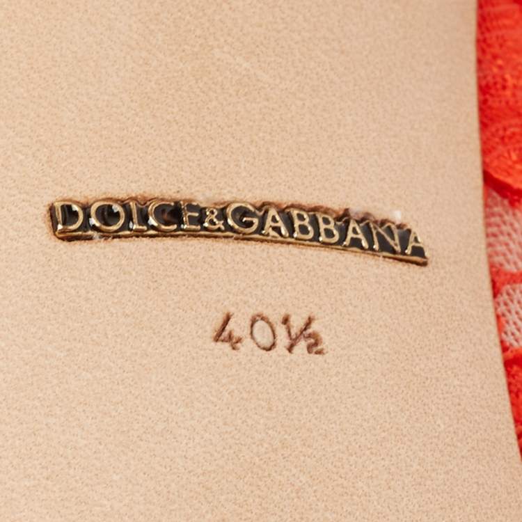 Pre Owned Dolce & Gabbana Red Lace Devotion Pumps Size 40.5