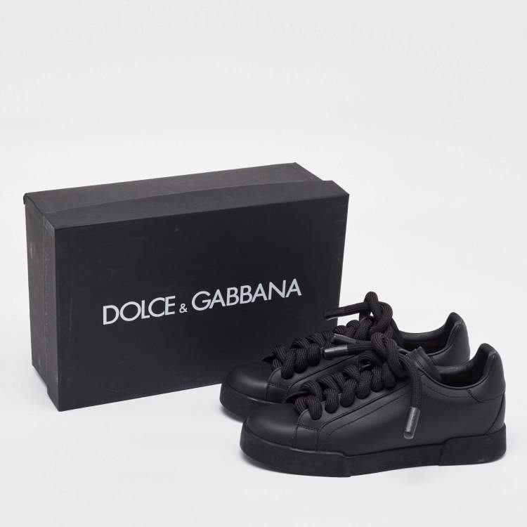Pre Owned Dolce & Gabbana Black Leather Low Top Sneakers Size 39