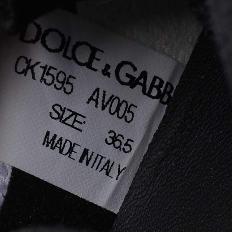 Pre Owned Dolce & Gabbana White/Black Knit Fabric Sorrento Slip On Sneakers Size 36.5