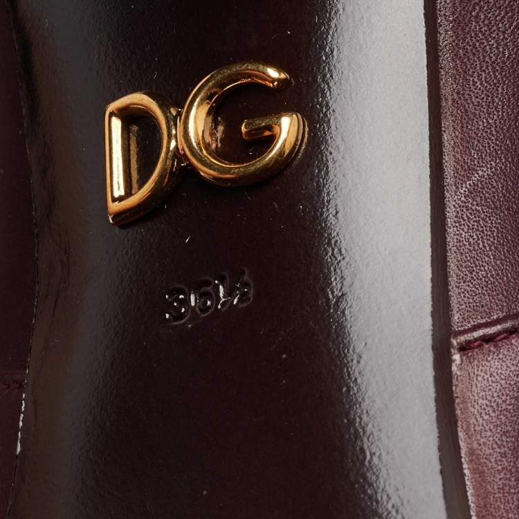 Pre Owned Dolce & Gabbana Burgundy Leather Buckle Detail Thigh High Boots Size 36.5