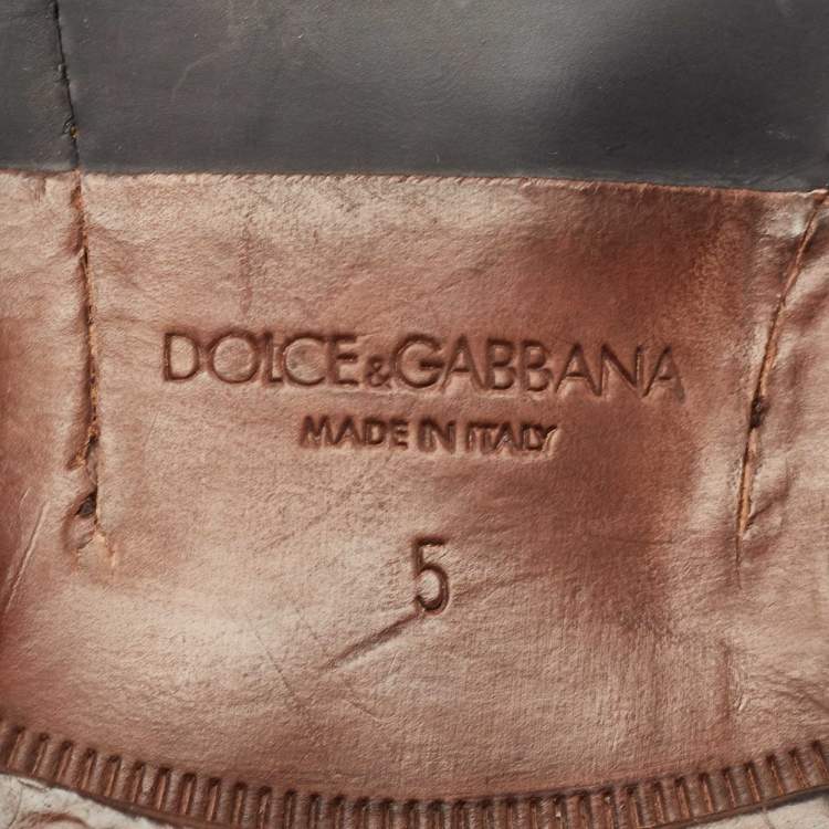 Pre Owned Dolce & Gabbana Brown Suede Embroidered Patch Ankle Boots Size 39 