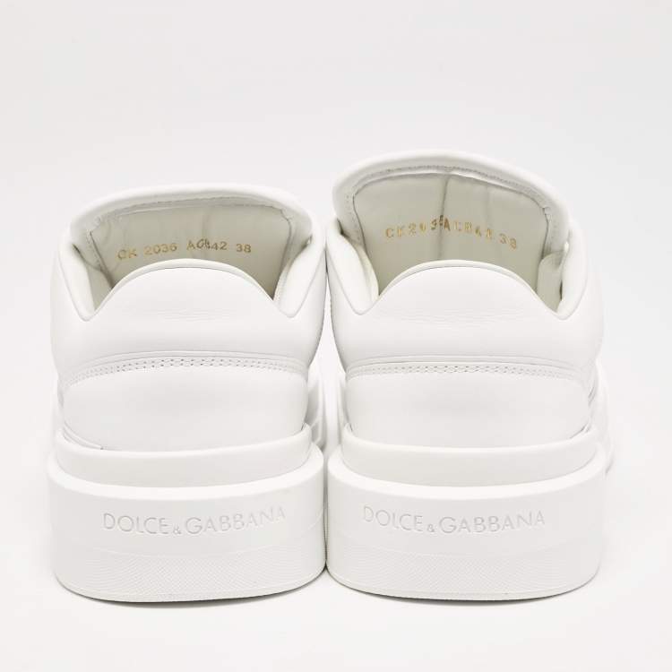 Pre Owned Dolce & Gabbana White Leather Roma Sneakers Size 38