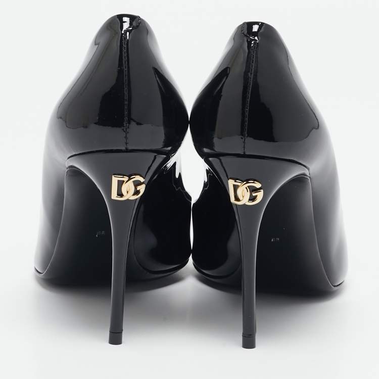 Pre Owned Dolce & Gabbana Black Patent Leather Pointed Toe Pumps Size 38