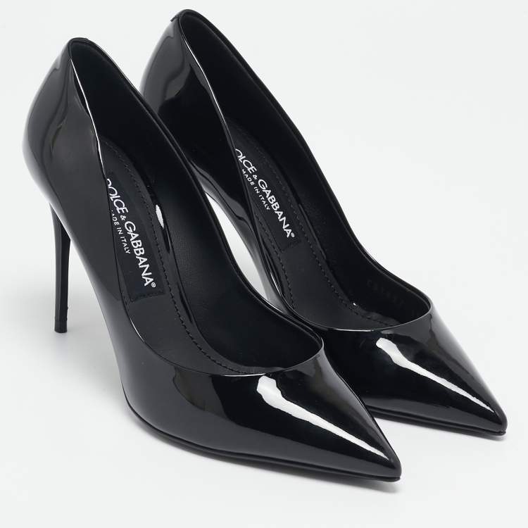 Pre Owned Dolce & Gabbana Black Patent Leather Pointed Toe Pumps Size 38