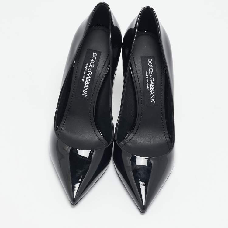 Pre Owned Dolce & Gabbana Black Patent Leather Pointed Toe Pumps Size 38