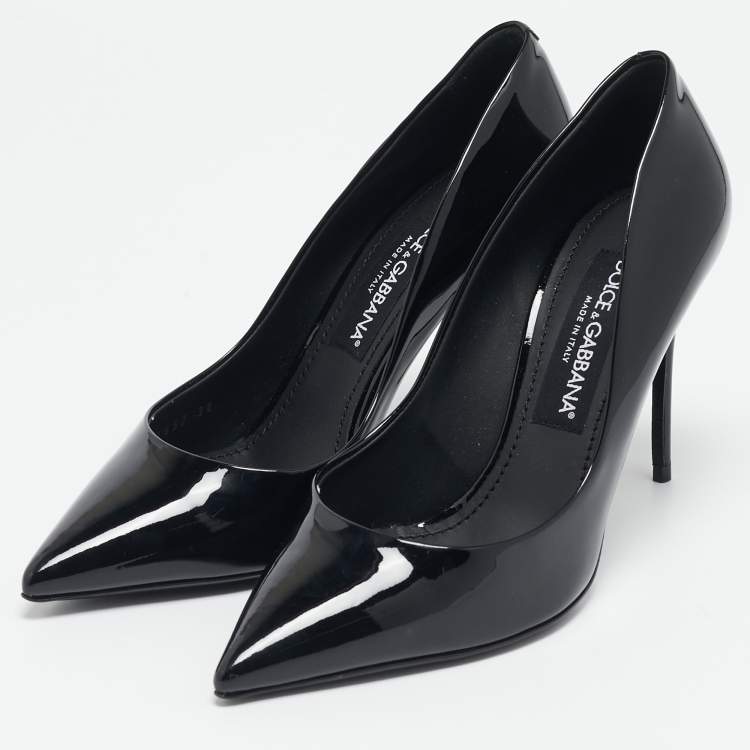 Pre Owned Dolce & Gabbana Black Patent Leather Pointed Toe Pumps Size 38