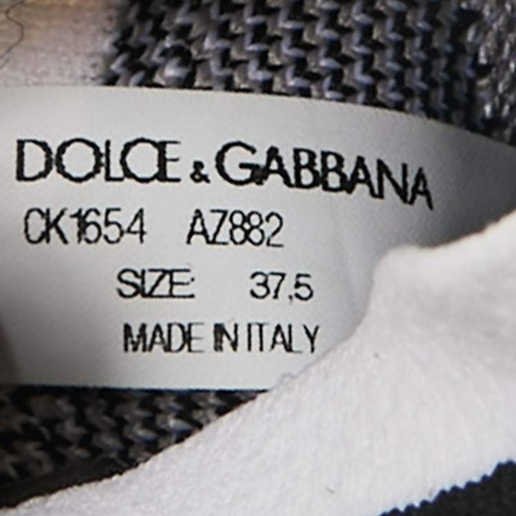 Pre Owned Dolce & Gabbana Black Knit Fabric Sorrento High Top Sneakers Size 37.5