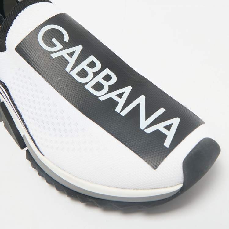 Pre Owned Dolce & Gabbana Black/White Stretch Fabric Sorrento Slip-On Sneakers Size 39