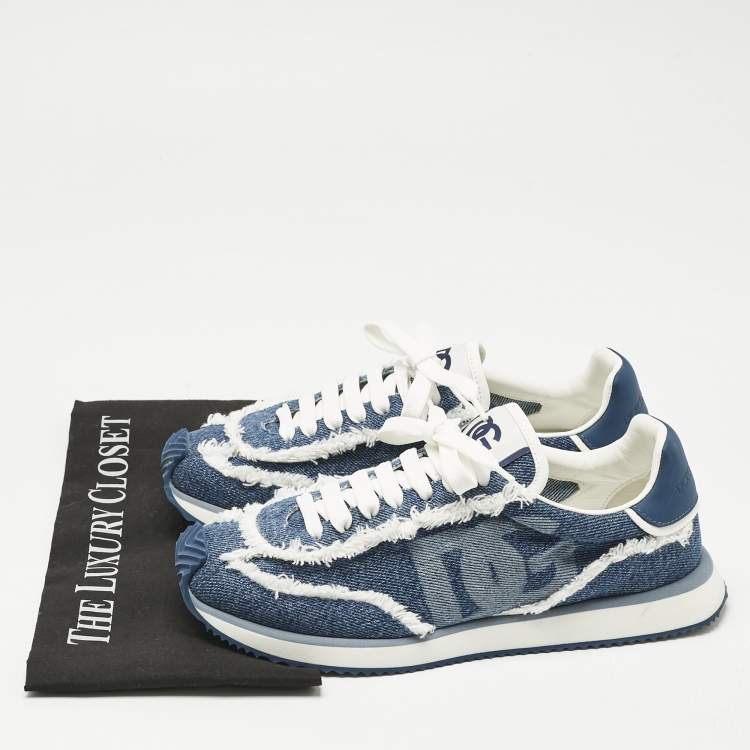 Pre Owned Dolce & Gabbana Navy Blue Denim Aria Lace Up Sneakers Size 41