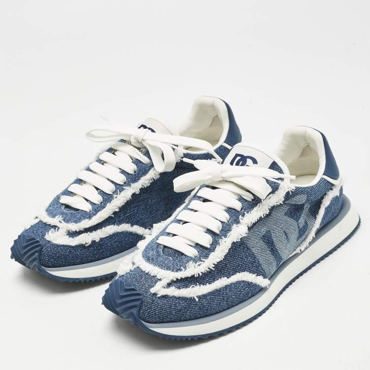Pre Owned Dolce & Gabbana Navy Blue Denim Aria Lace Up Sneakers Size 41