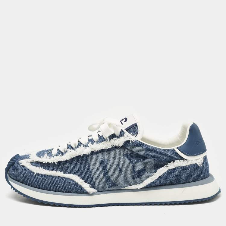 Pre Owned Dolce & Gabbana Navy Blue Denim Aria Lace Up Sneakers Size 41