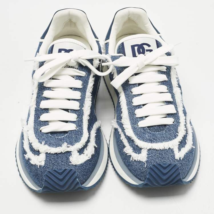 Pre Owned Dolce & Gabbana Navy Blue Denim Aria Lace Up Sneakers Size 41