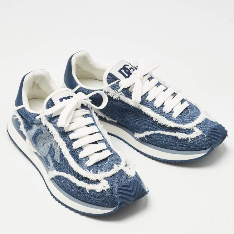 Pre Owned Dolce & Gabbana Navy Blue Denim Aria Lace Up Sneakers Size 41