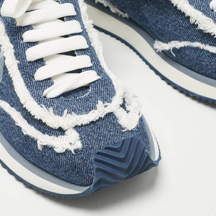 Pre Owned Dolce & Gabbana Navy Blue Denim Aria Lace Up Sneakers Size 41