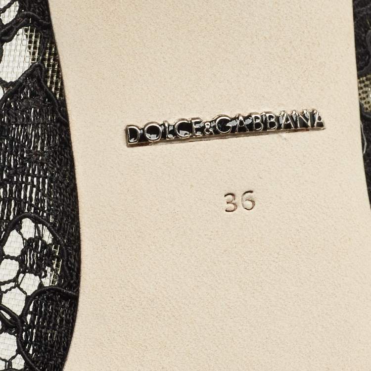 Pre Owned Dolce & Gabbana Black Lace and Mesh Bellucci Pumps Size 36