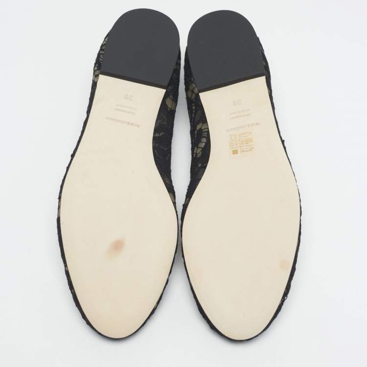 Pre Owned Dolce & Gabbana Black Lace Smoking Slippers Size 39