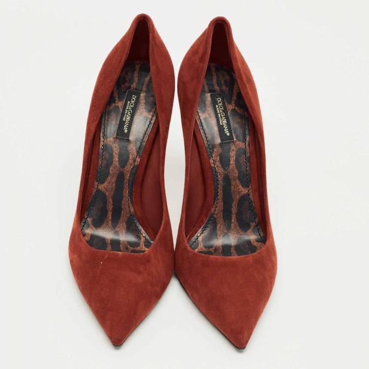 Pre Owned Dolce & Gabbana Brick Red Suede Pointed Toe Pumps Size 40