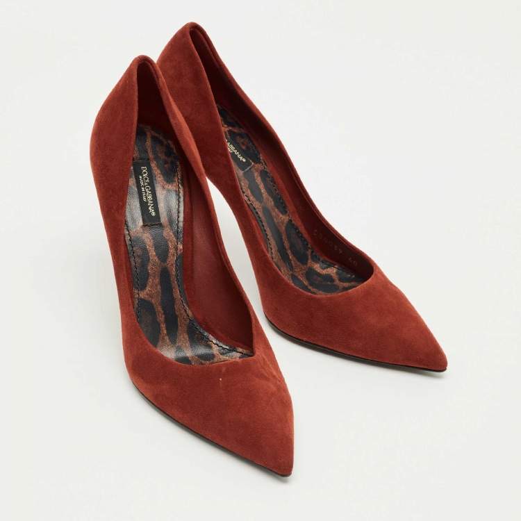 Pre Owned Dolce & Gabbana Brick Red Suede Pointed Toe Pumps Size 40