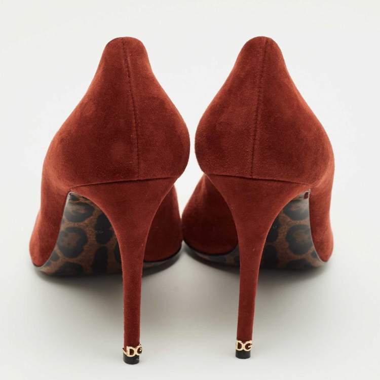 Pre Owned Dolce & Gabbana Brick Red Suede Pointed Toe Pumps Size 40
