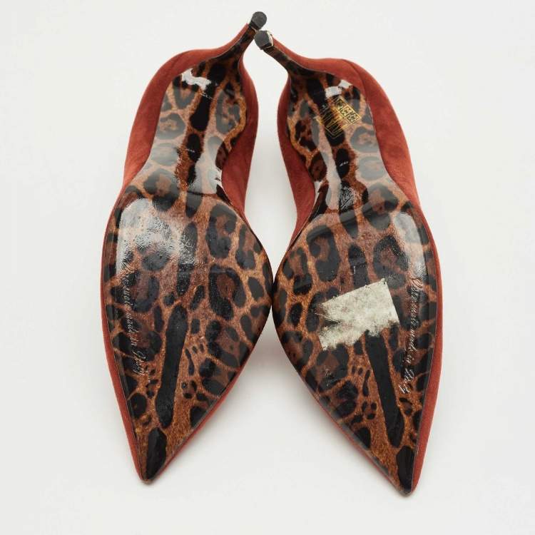 Pre Owned Dolce & Gabbana Brick Red Suede Pointed Toe Pumps Size 40