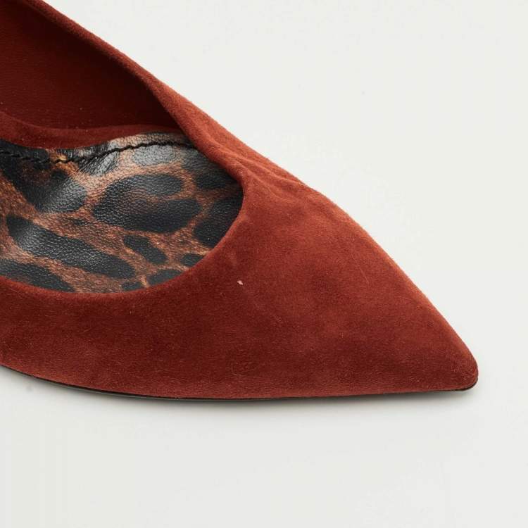 Pre Owned Dolce & Gabbana Brick Red Suede Pointed Toe Pumps Size 40