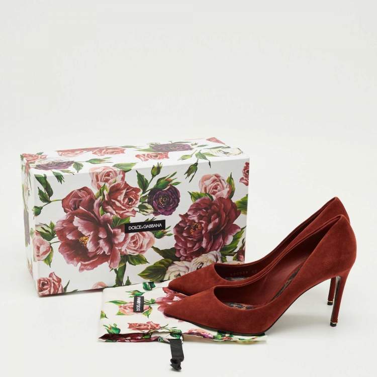 Pre Owned Dolce & Gabbana Brick Red Suede Pointed Toe Pumps Size 40