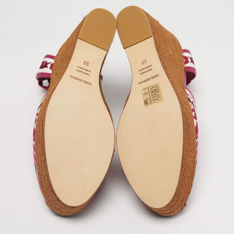 Pre Owned Dolce & Gabbana Multicolor Brocade Fabric Espadrille Wedge Sandals Size 39