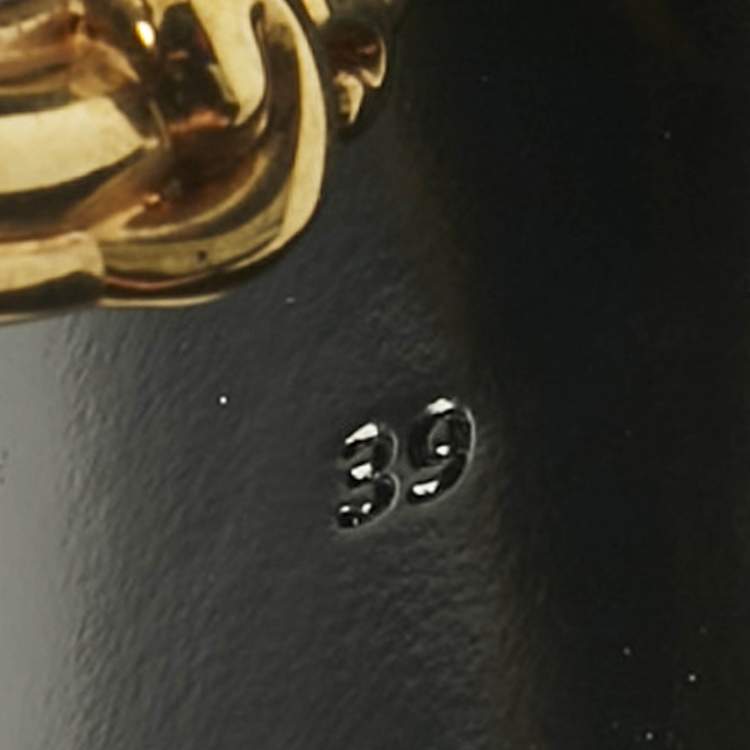 Pre Owned Dolce & Gabbana Black Leather Keira DG Baroque Sandals Size 39