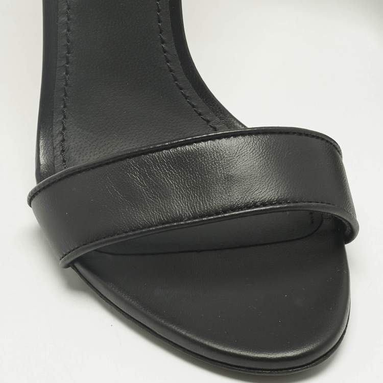 Pre Owned Dolce & Gabbana Black Leather Keira DG Baroque Sandals Size 39