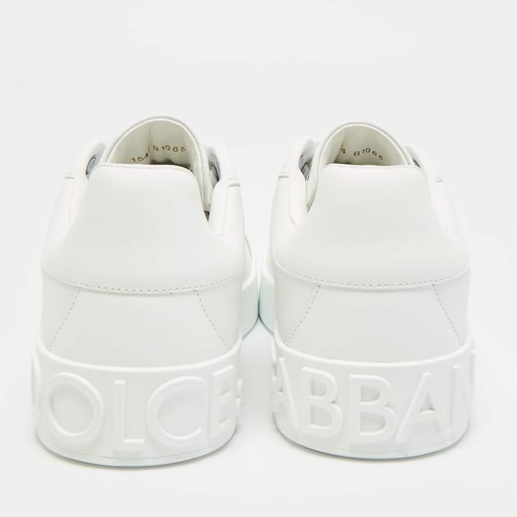 Pre Owned Dolce & Gabbana Portofino Size 40 White Leather Low Top Sneakers