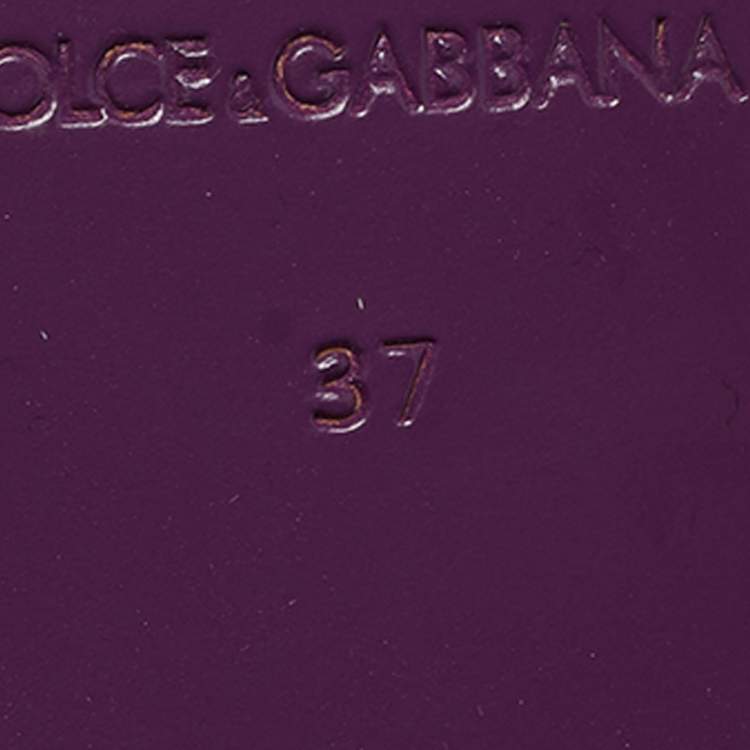 Pre Owned Dolce & Gabbana Size 37 Purple Brocade Fabric Flat Slides