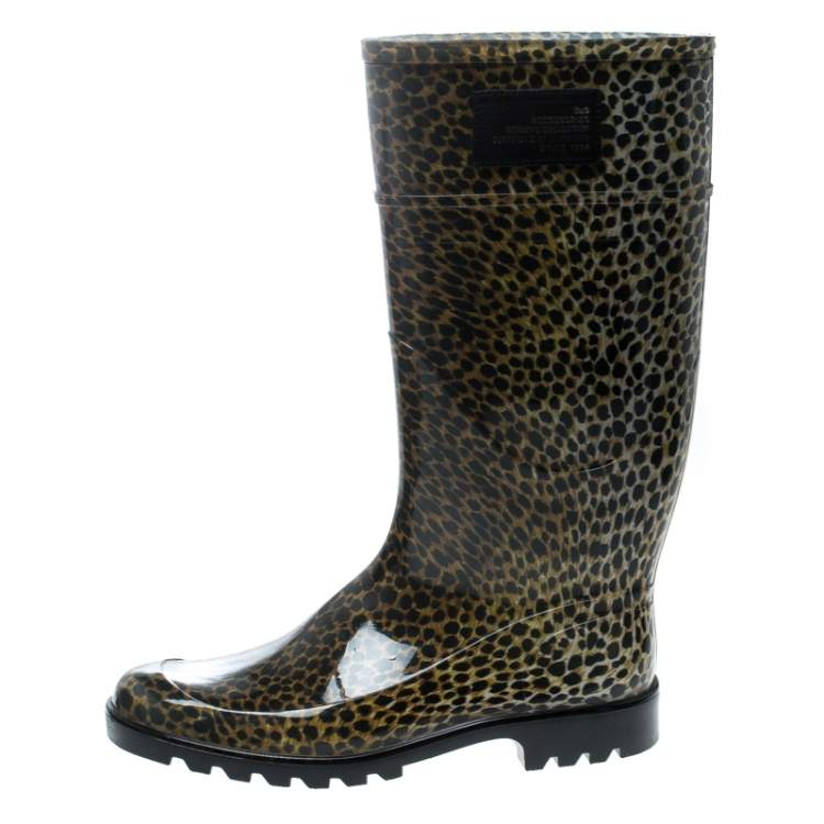 Pre Owned Dolce & Gabbana Animal Print Rubber Boots Size 41